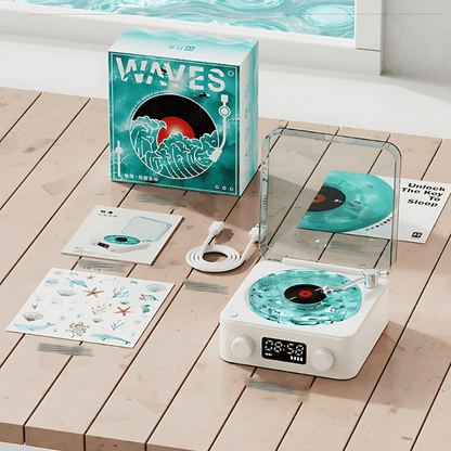 WAVES: El Sonido del Mar en un Tocadiscos Clásico