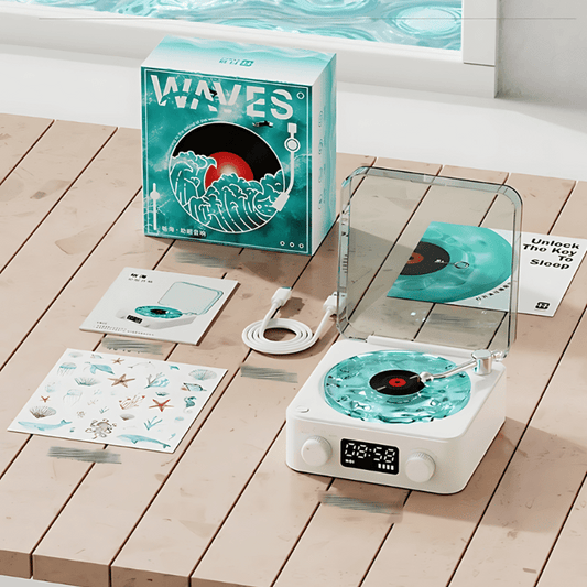 WAVES: El Sonido del Mar en un Tocadiscos Clásico